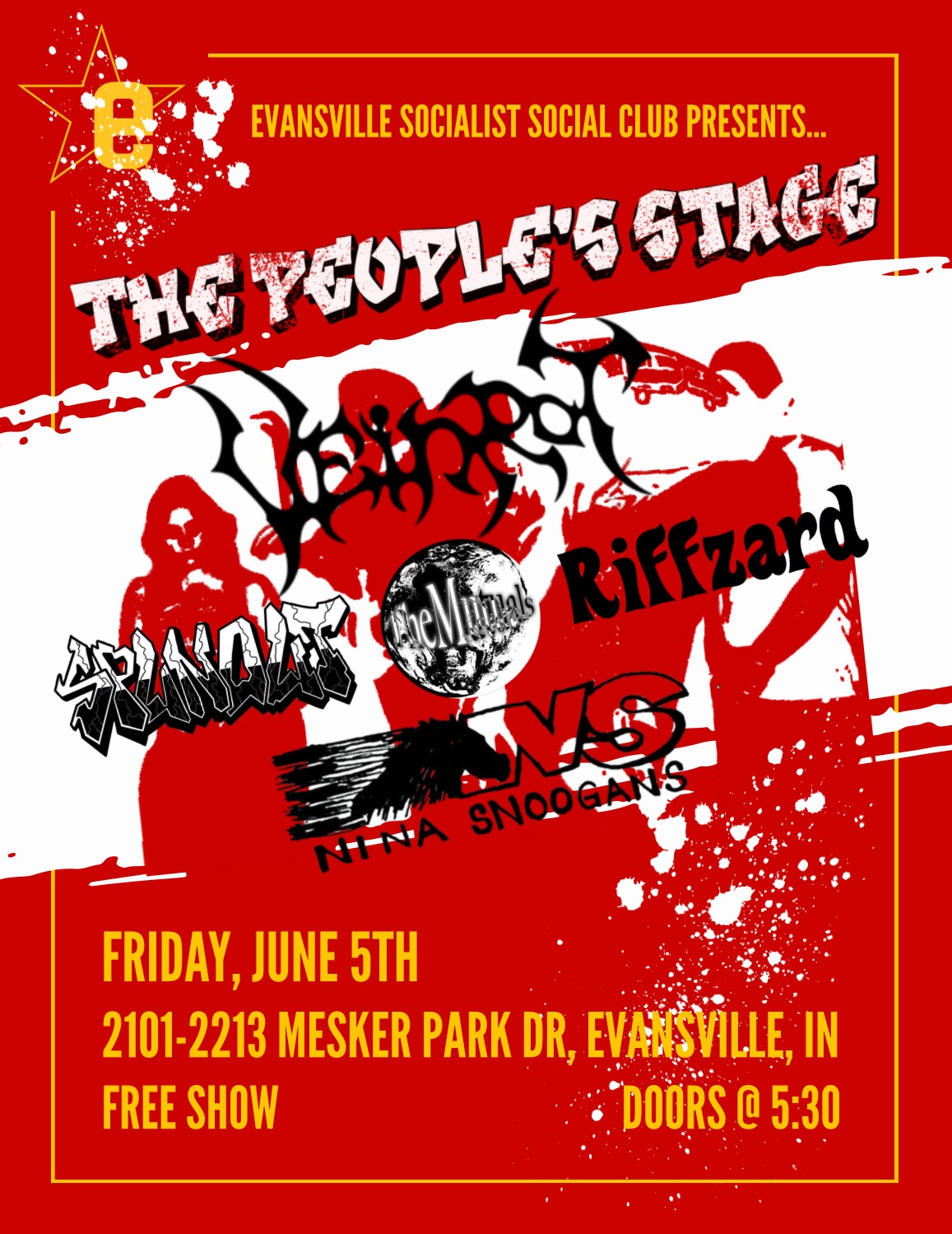 FREE SHOW June 5th, 2026: Evansville Socialist Social Club presents... The People's Stage!